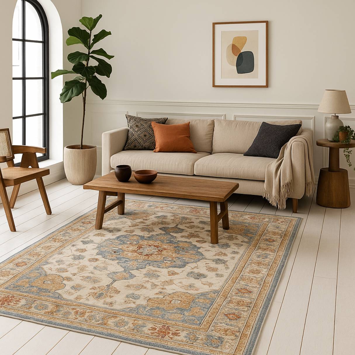 SAHARA – Medallion Print Rug in Soft Vintage Tones | Machine Washable - Styyler