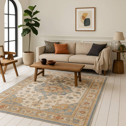 SAHARA – Medallion Print Rug in Soft Vintage Tones | Machine Washable - Styyler