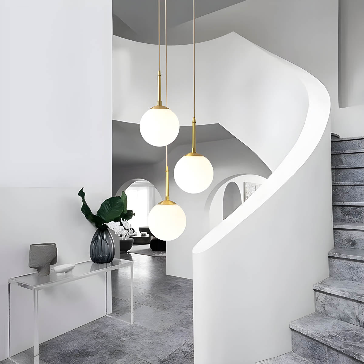 Sonya Minimalist Pendant Light with Adjustable Cord and Glass Globes - Styyler