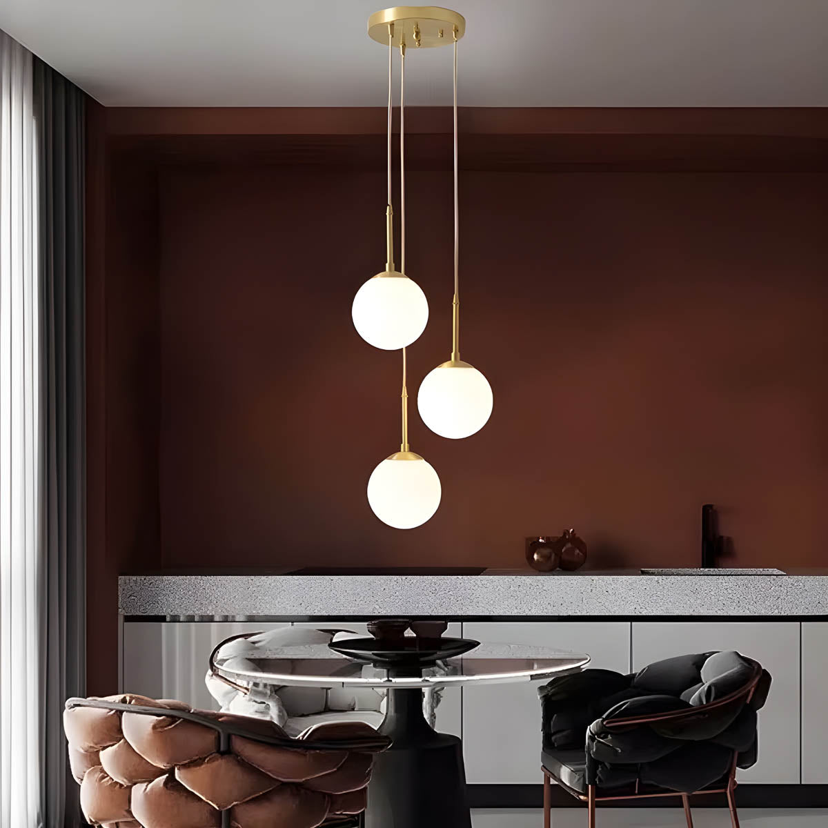 Sonya Minimalist Pendant Light with Adjustable Cord and Glass Globes - Styyler