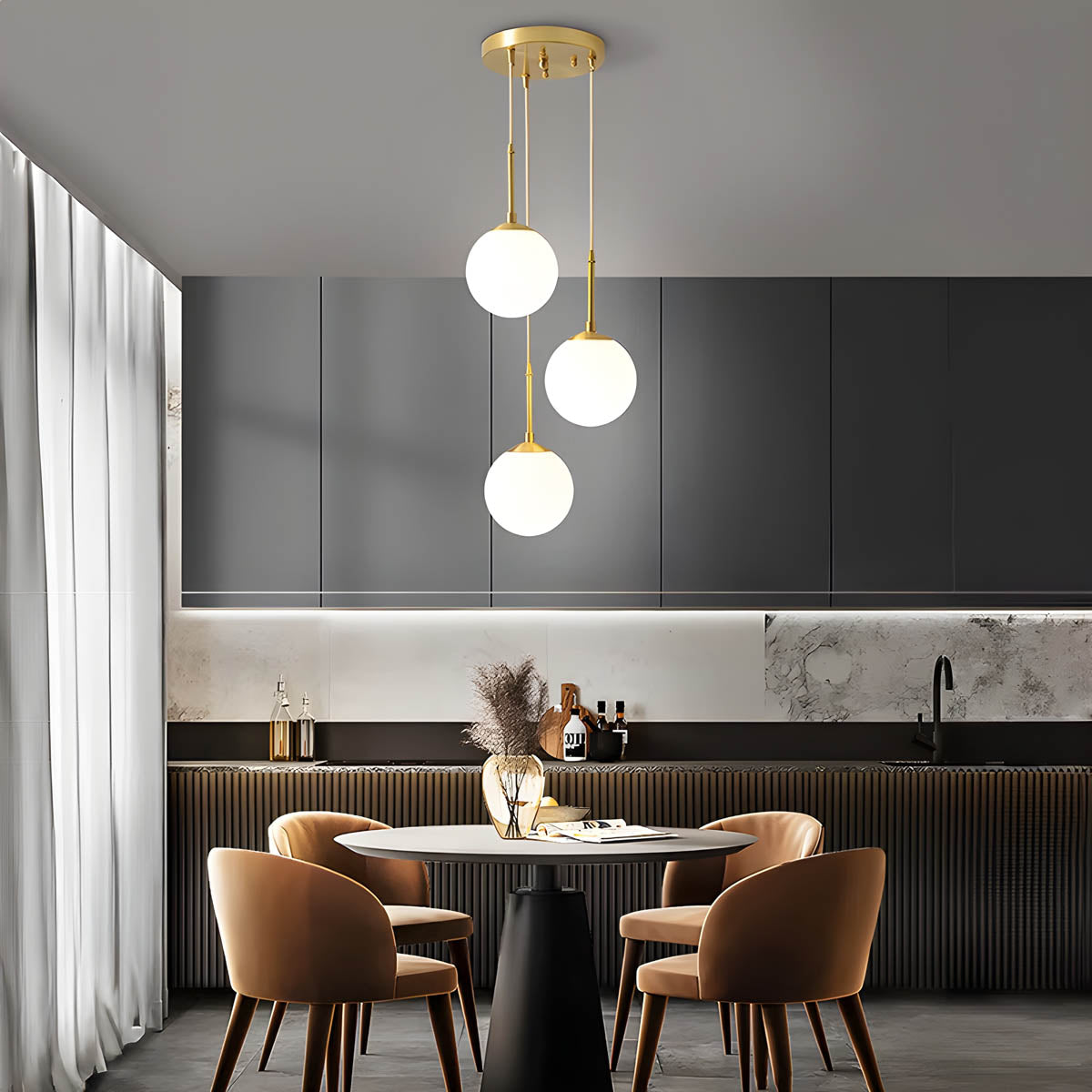 Sonya Minimalist Pendant Light with Adjustable Cord and Glass Globes - Styyler