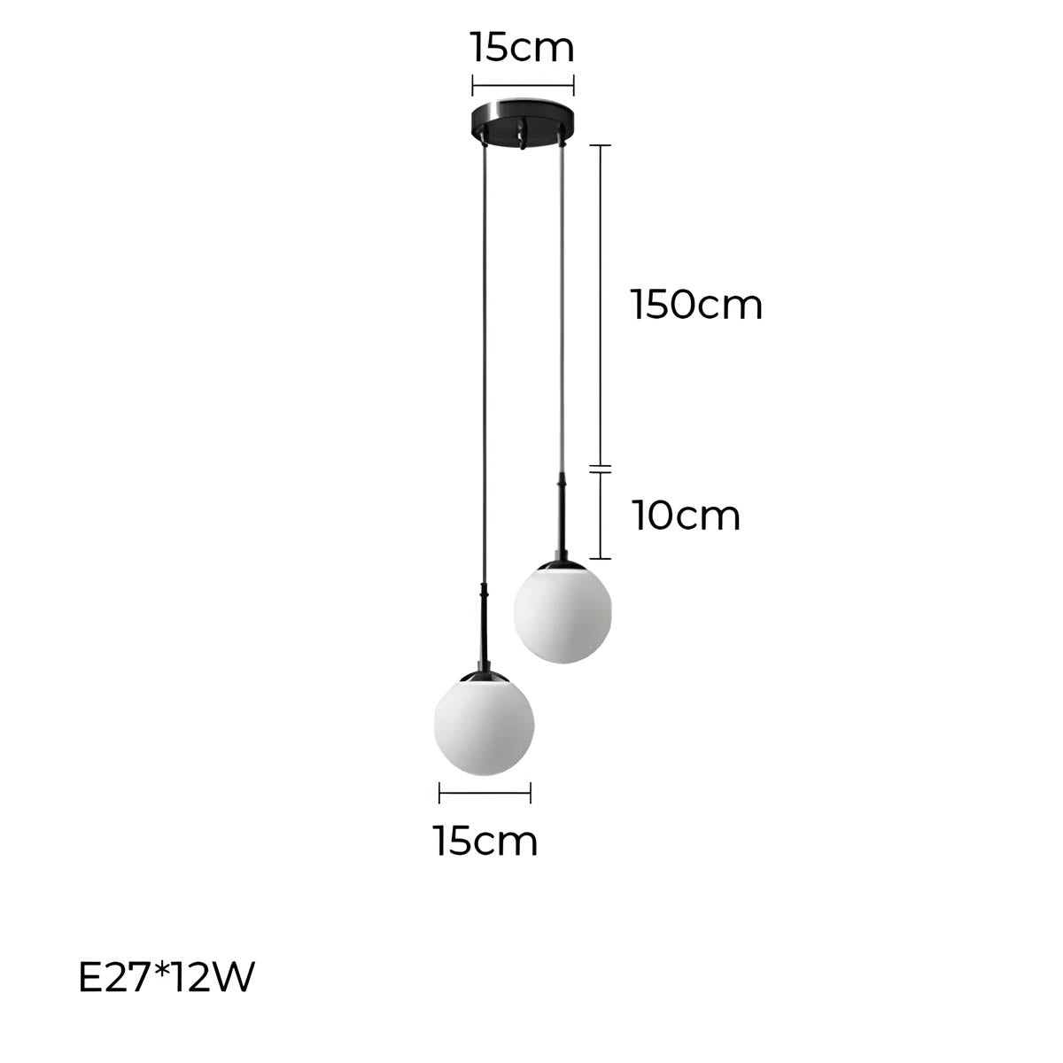 Sonya Minimalist Pendant Light with Adjustable Cord and Glass Globes - Styyler