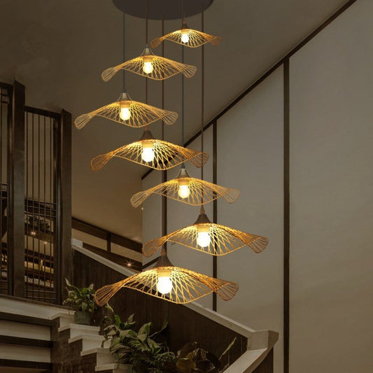 Fuji Pendant Lamp | Japanese Style Bamboo Handwoven Lighting