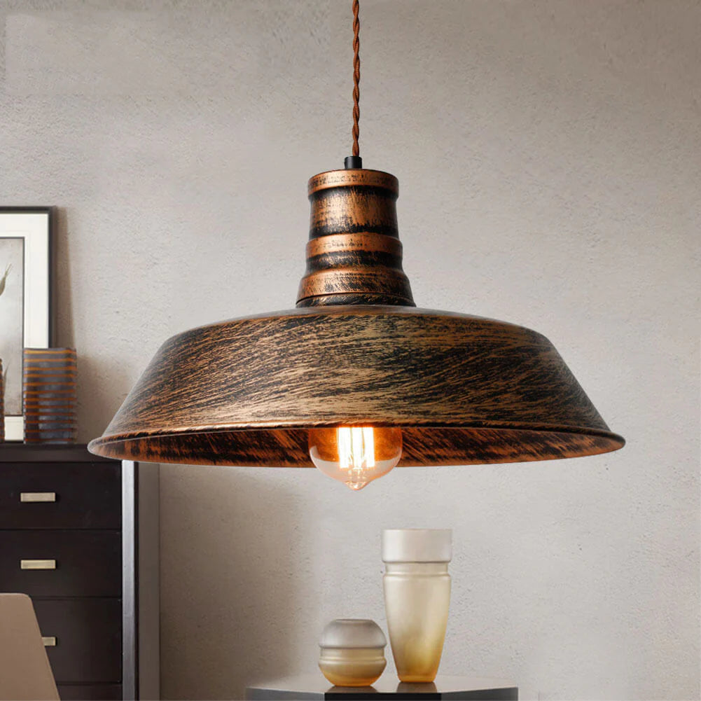 VYNE Rustic Industrial Pendant Light | Brushed Bronze Style Shade