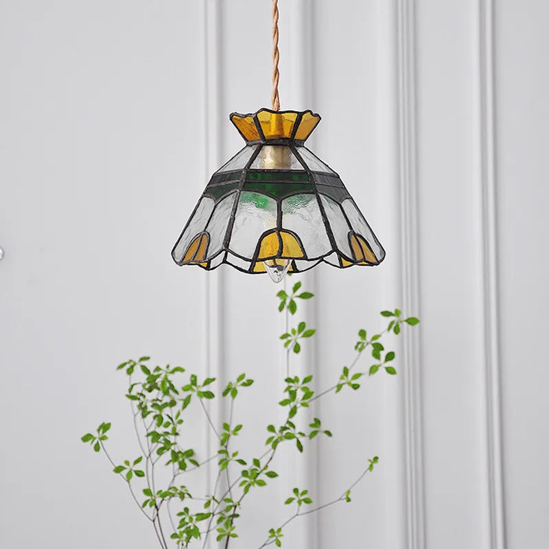 Vintage-Inspired Pendant Light with Handmade Bubble Glass Shade and Wrought Iron Fixture – Elegant Ceiling Hanging Light 1