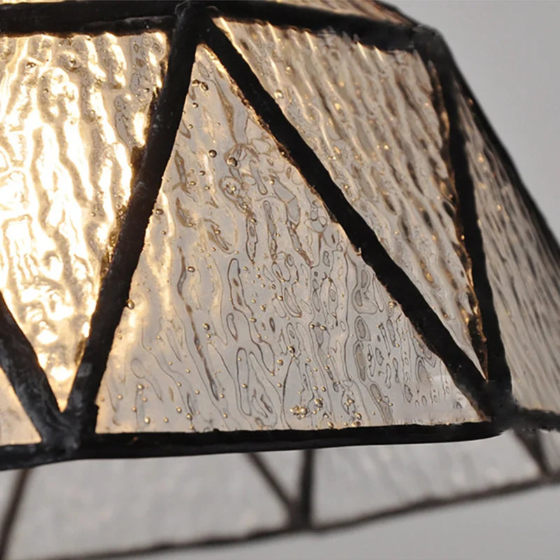 Vintage-Inspired Pendant Light with Handmade Bubble Glass Shade and Wrought Iron Fixture – Elegant Ceiling Hanging Light 5