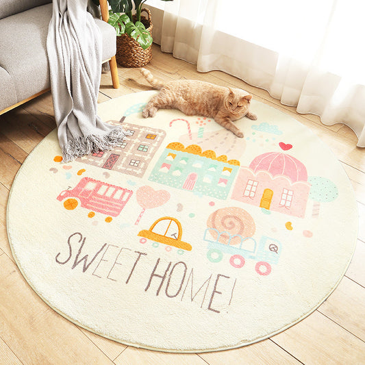 Cake Town Kids Round Rug | Soft Machine Washable Nursery Mat