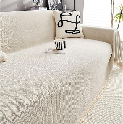 Hemingway Durable Pet-Friendly Herringbone Sofa Cover |Soft Fabric Sofa Protector | Machine Washable