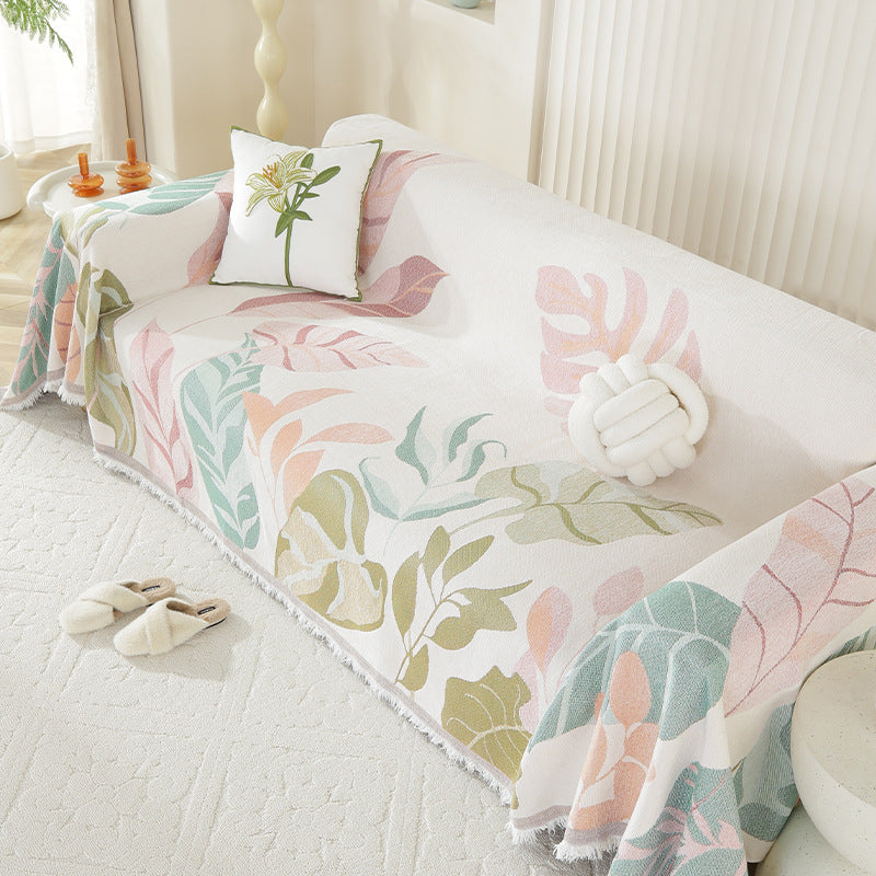 KEW Pastel Leaf Botanical Sofa Cover | Machine Washable Sofa Protection - Styyler