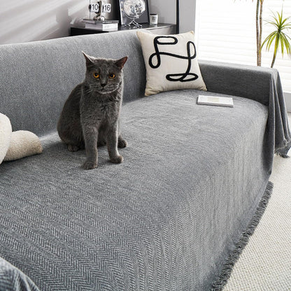 Hemingway Durable Pet-Friendly Herringbone Sofa Cover |Soft Fabric Sofa Protector | Machine Washable