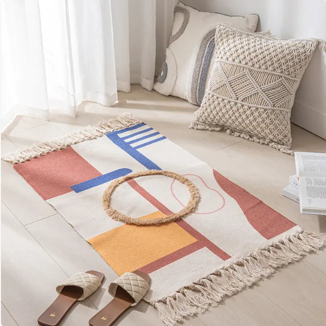 Rabat Boho Style Tassel Rug | Accent Rug for Bedroom, Living Room or Bathroom