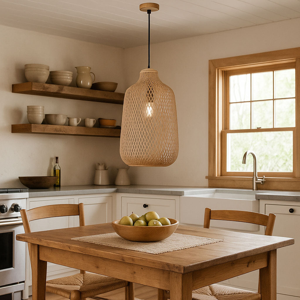 BAMBUSA Hand-Woven Bamboo Pendant Light | Natural Rattan Ceiling Lamp - Styyler