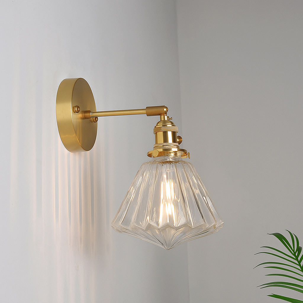 Velora Retro Brass & Glass Wall Light | Vintage Adjustable Sconce Lamp