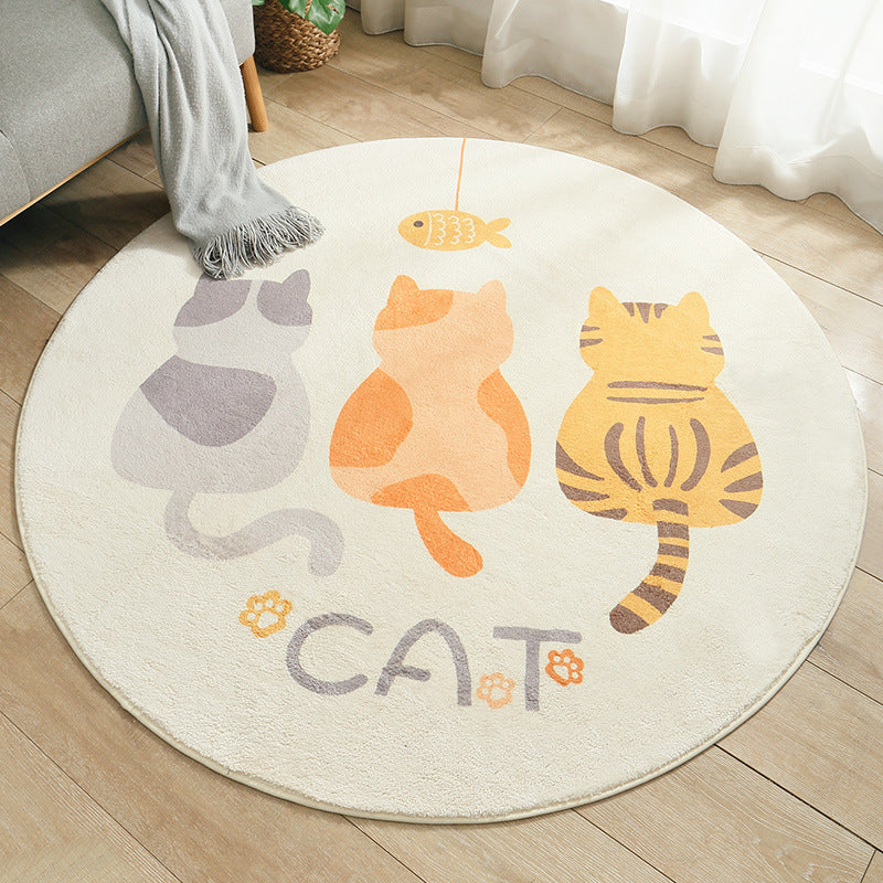 Cat Chat Cute Round Kids Rug | Soft and Machine Washable