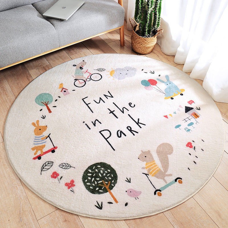 Park Fun Round Kids Rug | Machine Washable | Play Mat