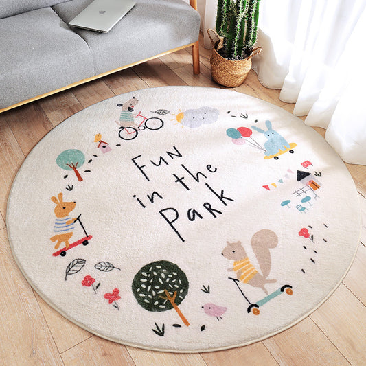 Park Fun Round Kids Rug | Machine Washable | Play Mat