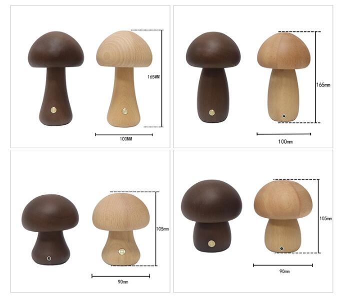 Myka Wooden Mushroom Table Lamp - Touch-Sensitive