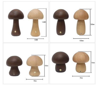 Myka Wooden Mushroom Table Lamp - Touch-Sensitive