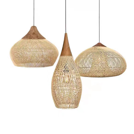 Solari Japandi Boho Style Pendant Light | Rattan and Wood