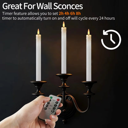 Flicka Rechargeable Taper Candles | Set of 6 Battery-Operated LED Candles for Christmas, Halloween, Dinner Parties