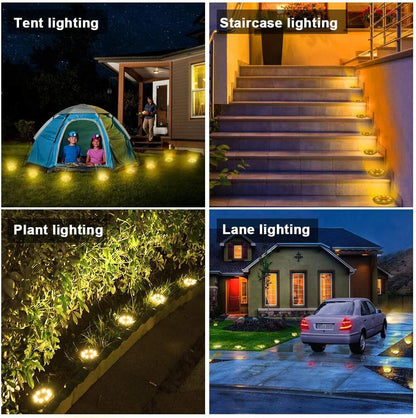 SunGlow 8-LED Solar Disk Lights - 6 Pack | Garden & Patio Lights