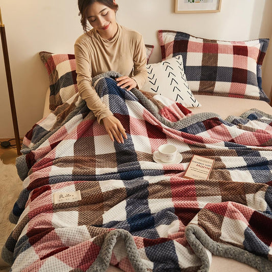Suki Striped and Checkered Throw Blankets | Cozy Japanese Flannel Comfort for All Seasons - Styyler