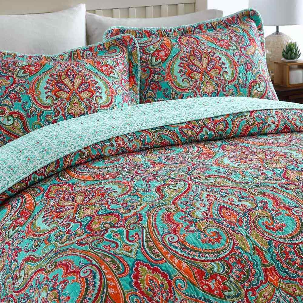 Timbercrest Kingsize Bedding Set | Cozy Cotton Floral Three-Piece Quilted Bedspread