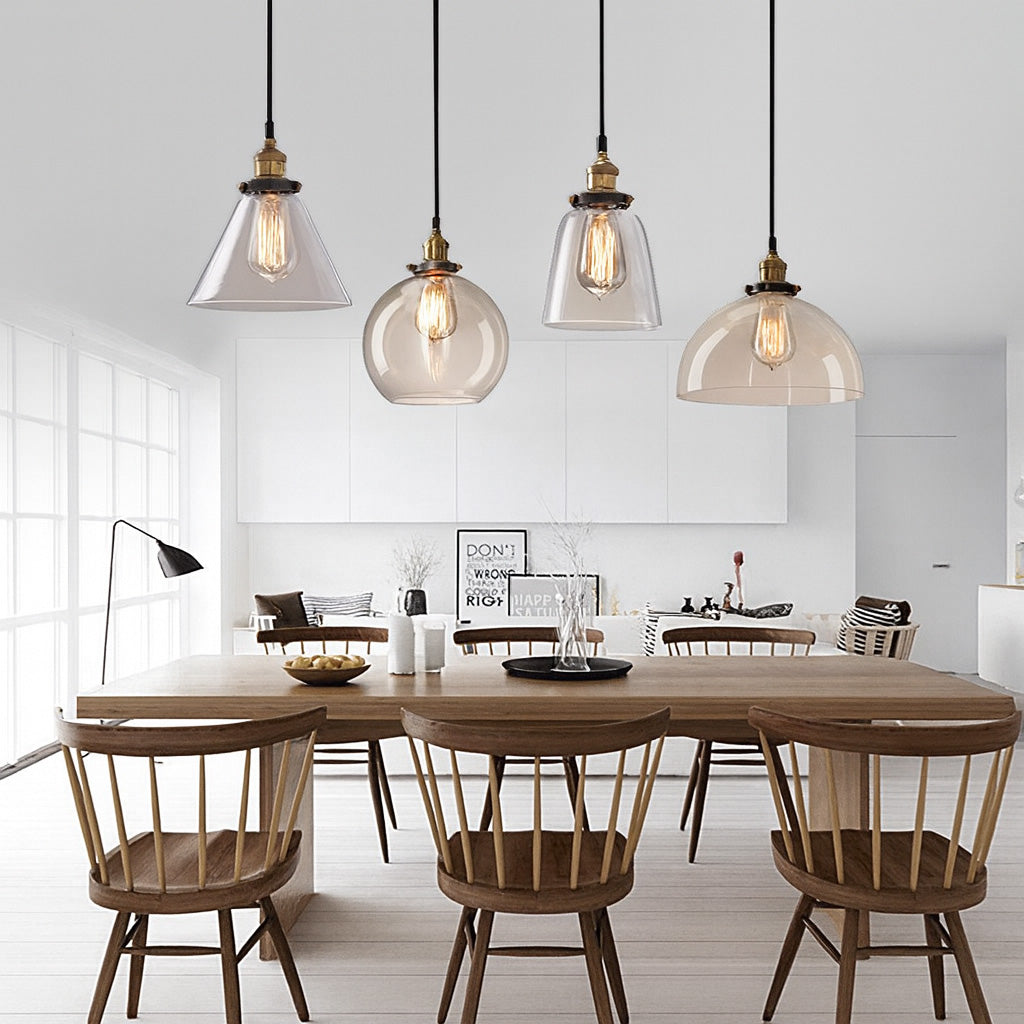 Forge Vintage Industrial Pendant Lamps | Clear Handblown Glass - Styyler