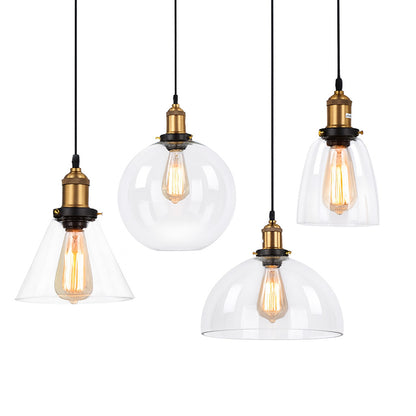 Forge Vintage Industrial Pendant Lamps | Clear Handblown Glass - Styyler