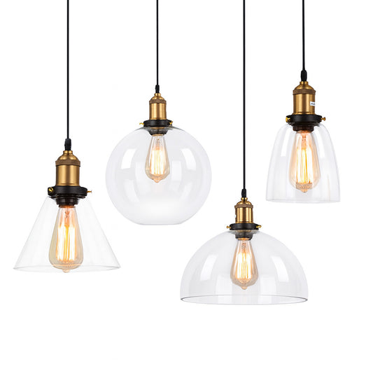 Forge Vintage Industrial Pendant Lamps | Clear Handblown Glass - Styyler