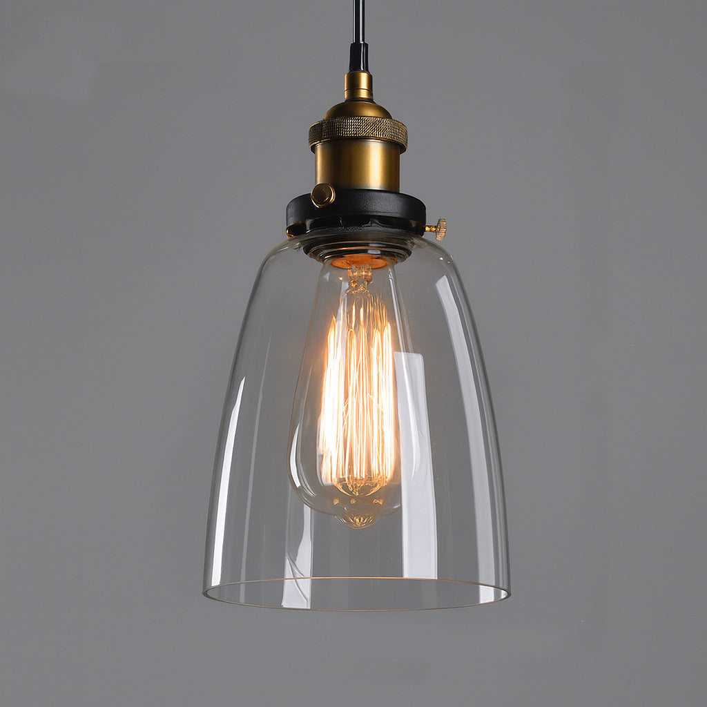 Forge Vintage Industrial Pendant Lamps | Clear Handblown Glass - Styyler