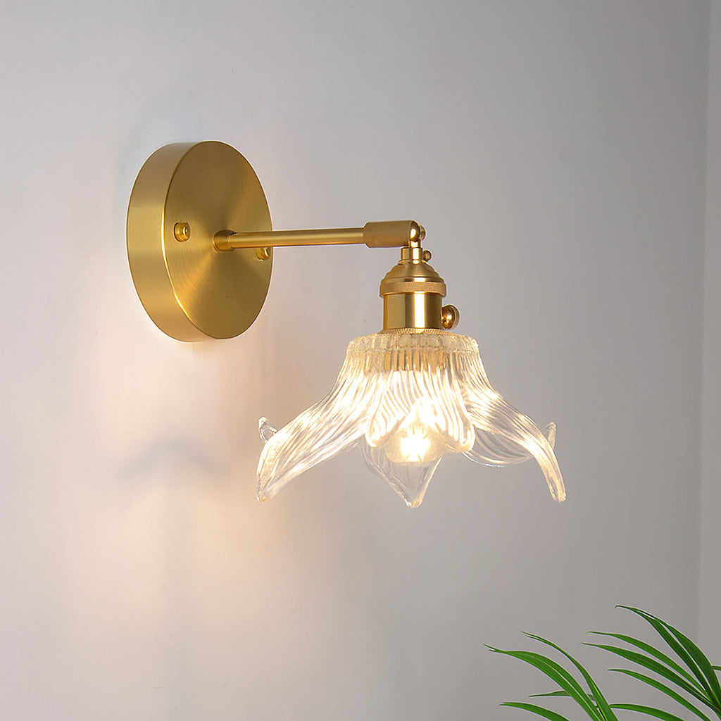 Velora Retro Brass & Glass Wall Light | Vintage Adjustable Sconce Lamp