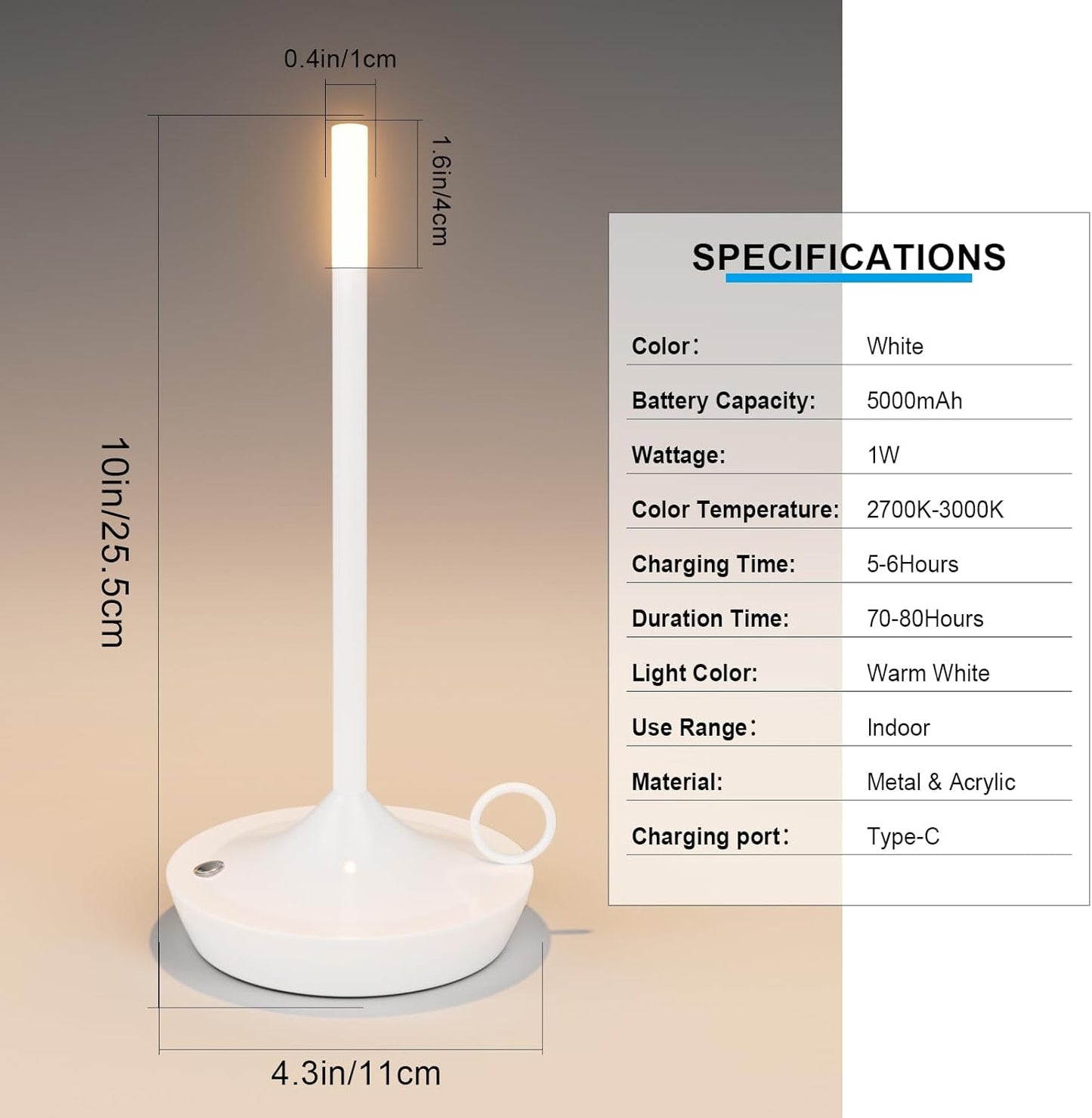Glowwick Vintage Style LED Candle Lamp | Cordless and Rechargeable