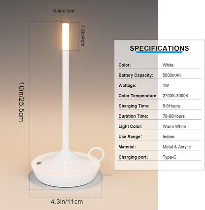 Glowwick Vintage Style LED Candle Lamp | Cordless and Rechargeable