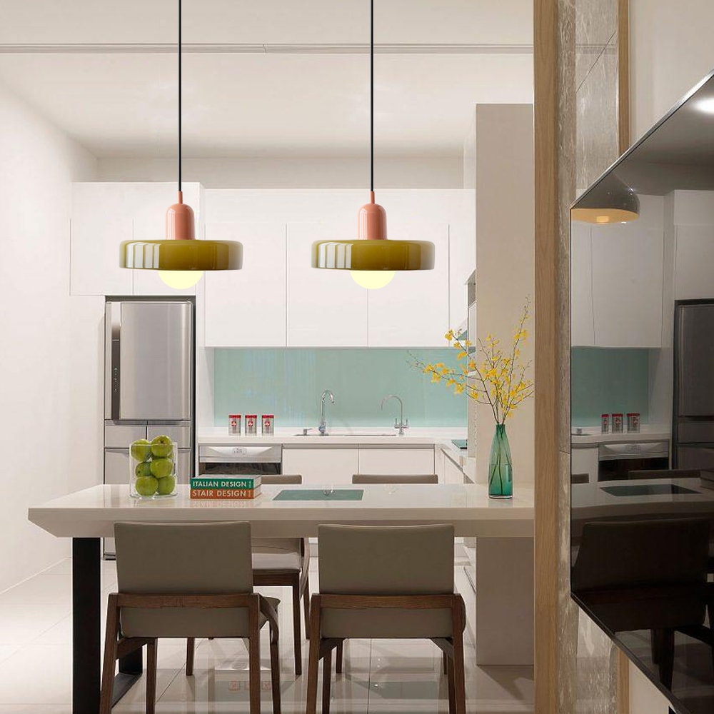 Bauhaus Glass Pendant Light – Adjustable Stained Glass Kitchen Hanging Lights for Modern Home Décor-6