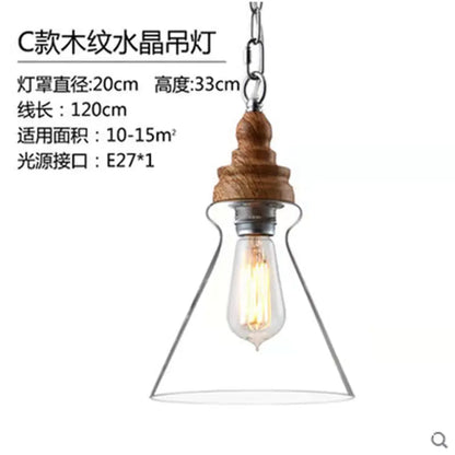 Lunari Nordic Glass & Wood Pendant Light | Designer Hanging Lamp