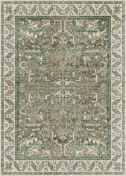 Rumi Persian Style Rug | Soft, Stylish and  Easy to Clean | Green, Beige, Coffee
