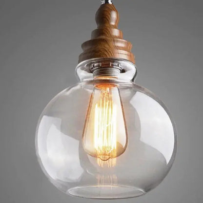 Lunari Nordic Glass & Wood Pendant Light | Designer Hanging Lamp