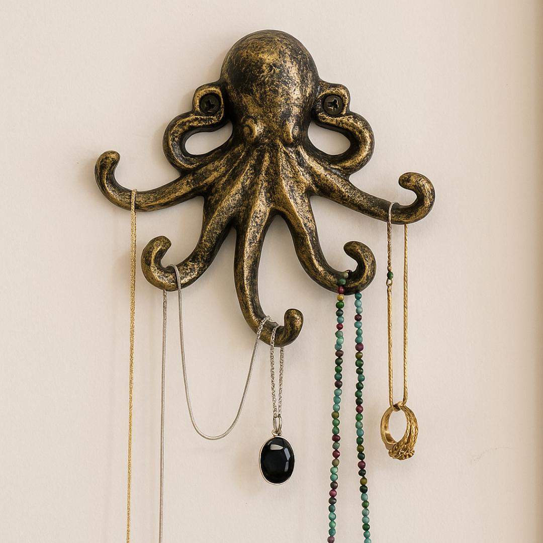 Cast Iron Octopus Wall Hook for Keys, Rings, Necklaces or Coats - Styyler