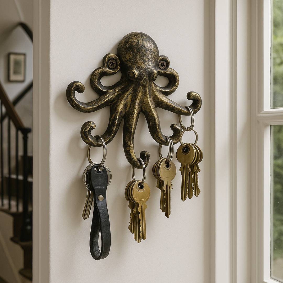 Cast Iron Octopus Wall Hook for Keys, Rings, Necklaces or Coats - Styyler