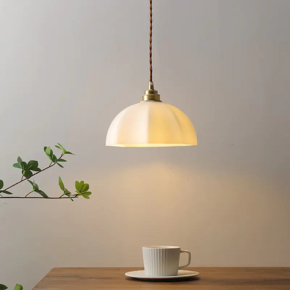 OPED Japanese Wabi-Sabi Brass Pendant Light | Dome Shade Hanging Lamp