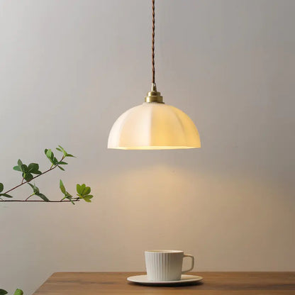 OPED Japanese Wabi-Sabi Brass Pendant Light | Dome Shade Hanging Lamp