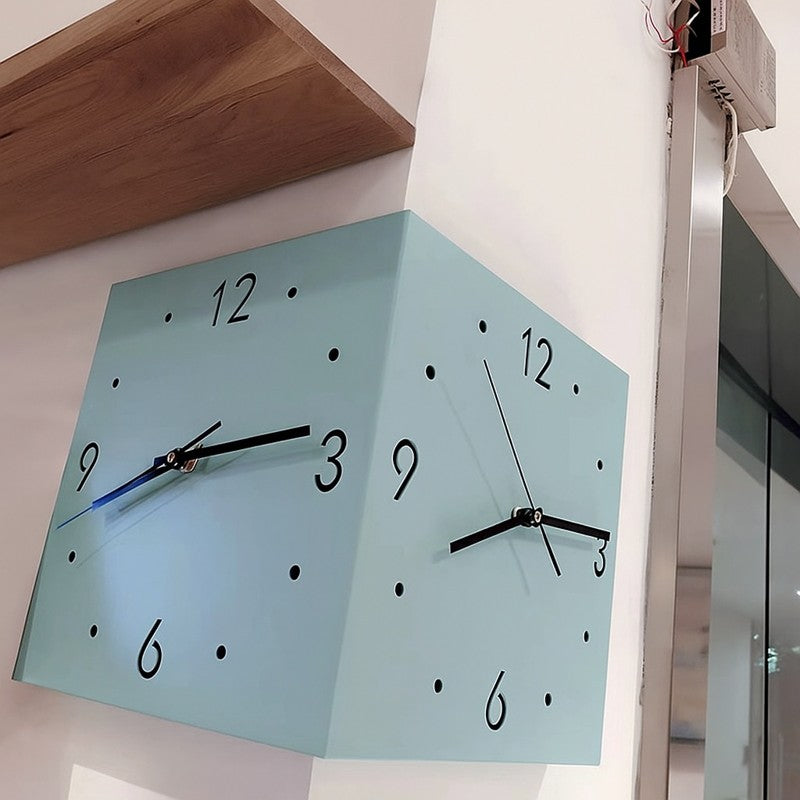 TYME Corner Clock | Double-Sided Modern Wall Clock for Living Room