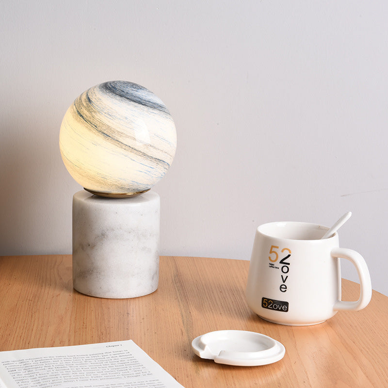 Pedra - Elegant Stone Base and Glass Globe Table Lamp - Styyler