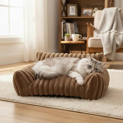 Furino Pet Sofa | Soft Corduroy Fleece Bed for Cats and Small Dogs