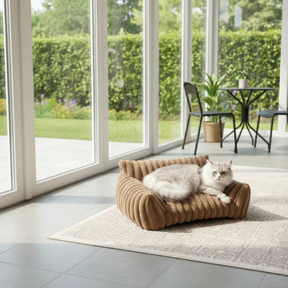 Furino Pet Sofa | Soft Corduroy Fleece Bed for Cats and Small Dogs