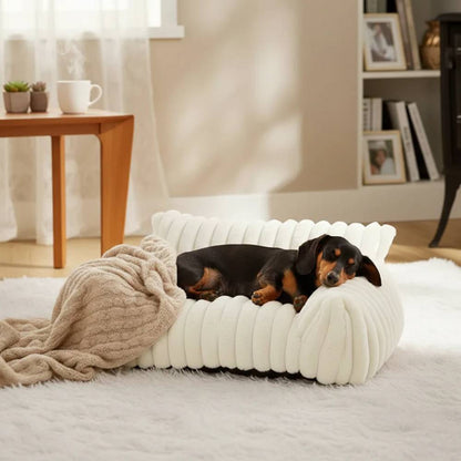 Furino Pet Sofa | Soft Corduroy Fleece Bed for Cats and Small Dogs
