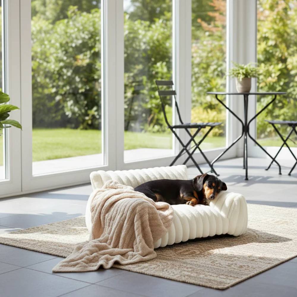 Furino Pet Sofa | Soft Corduroy Fleece Bed for Cats and Small Dogs