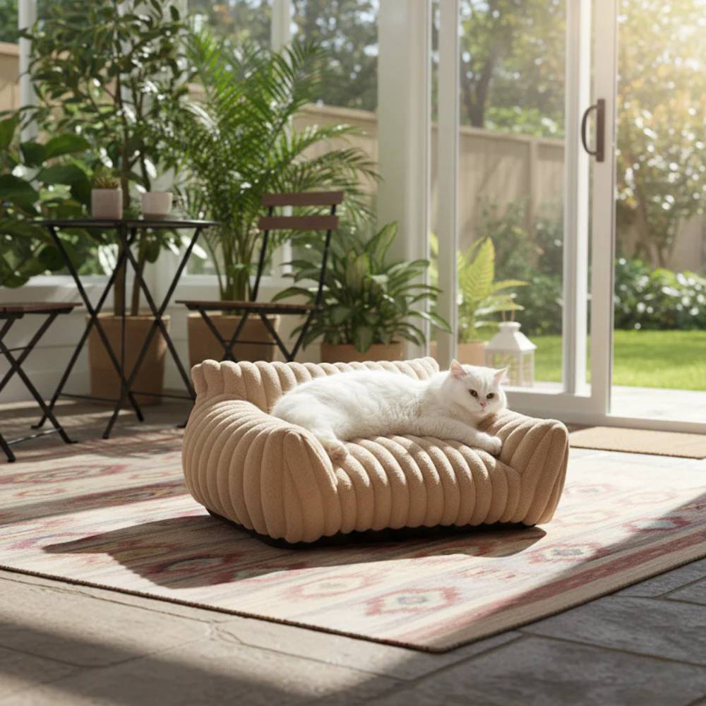 Furino Pet Sofa | Soft Corduroy Fleece Bed for Cats and Small Dogs