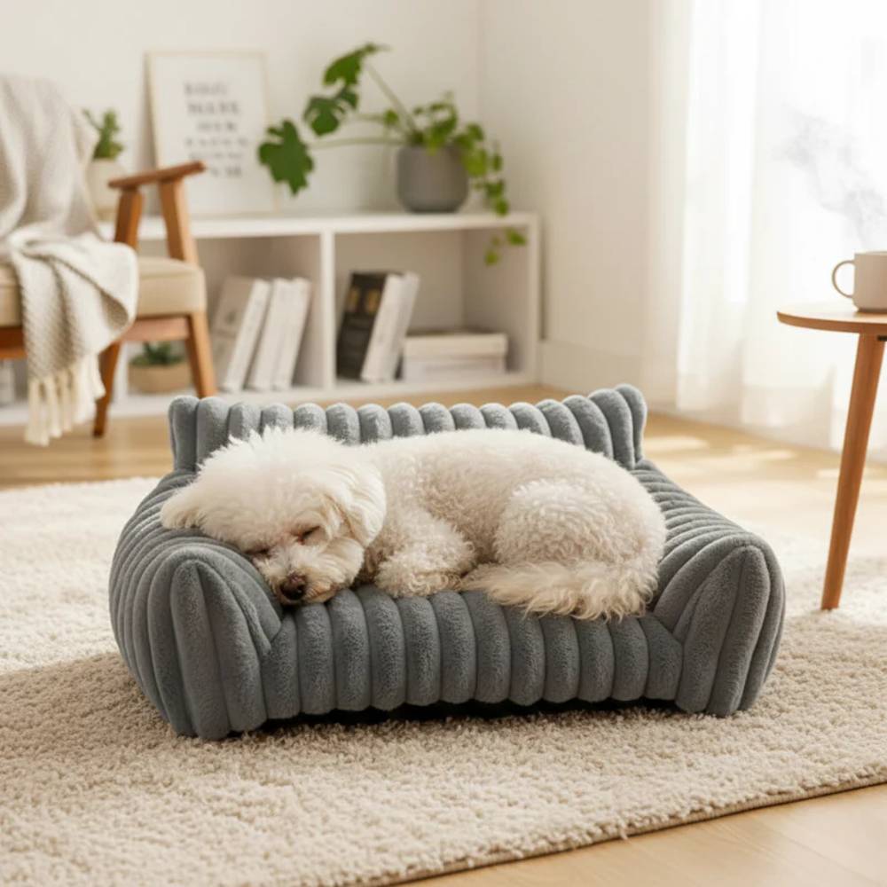 Furino Pet Sofa | Soft Corduroy Fleece Bed for Cats and Small Dogs